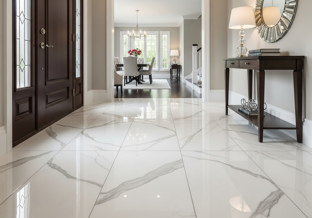 Alterna marble-look vinyl tile entryway