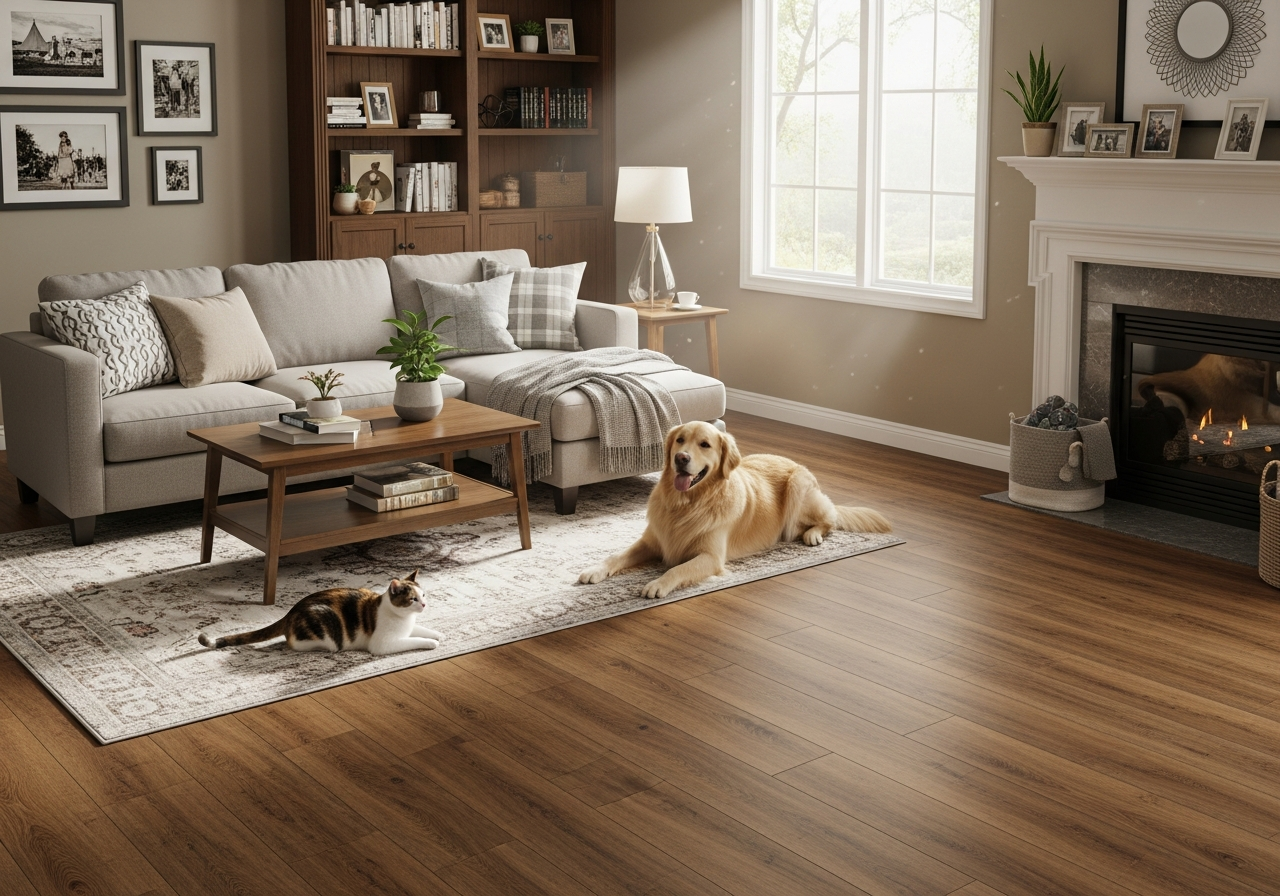 COREtec pet-friendly vinyl plank family room