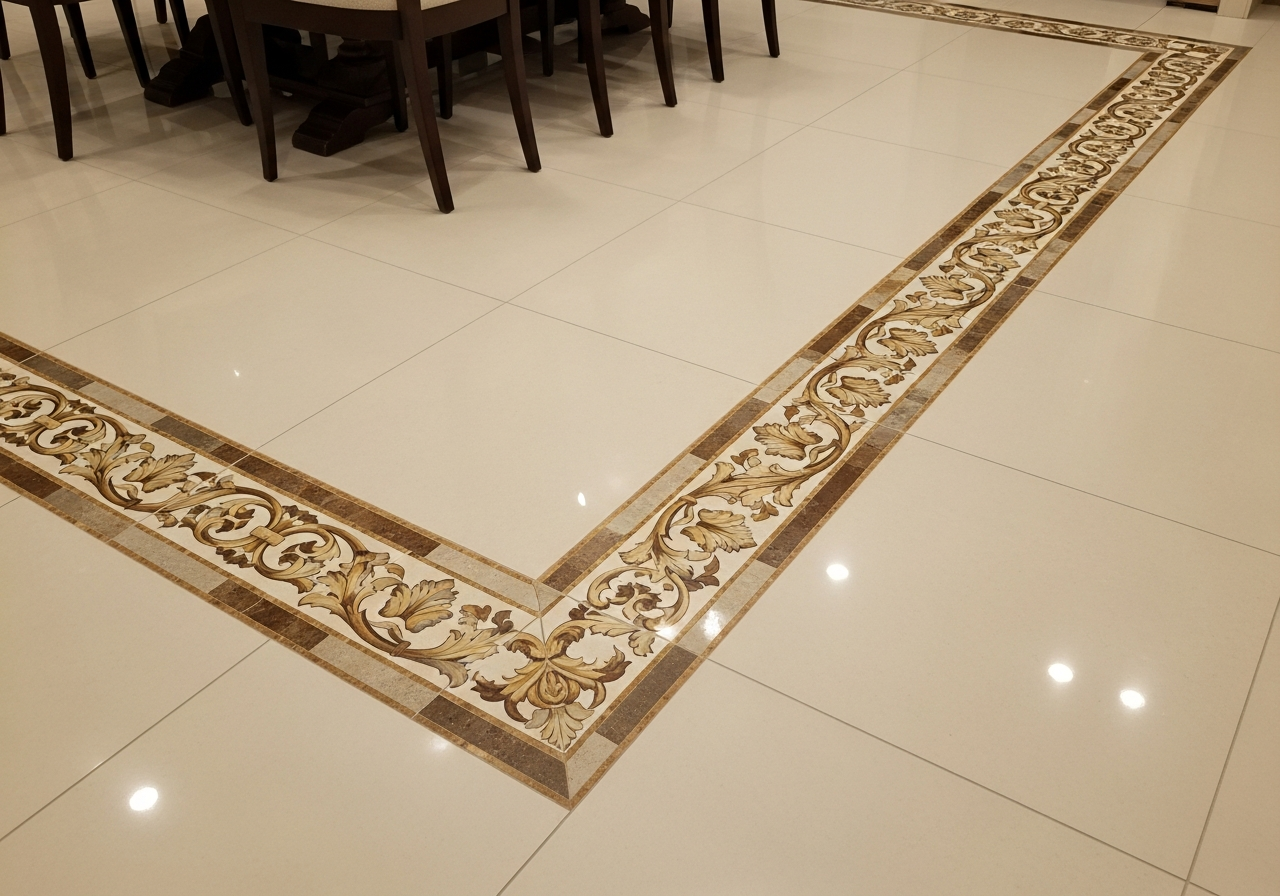 Decorative border tile dining room